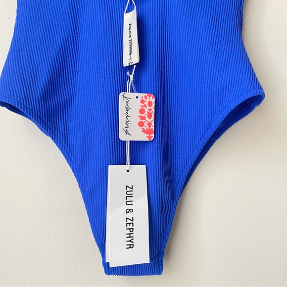 Zulu & Zephyr Rib Marine Blue One Piece Swimsuit US 4 - Picture 7 of 10